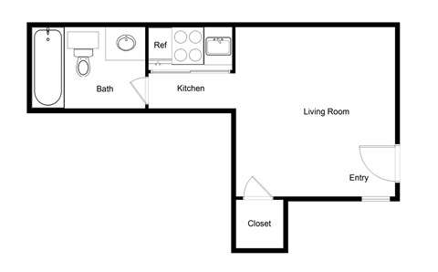 Palencia Apartments in Dallas, Texas Studio Floor Plan